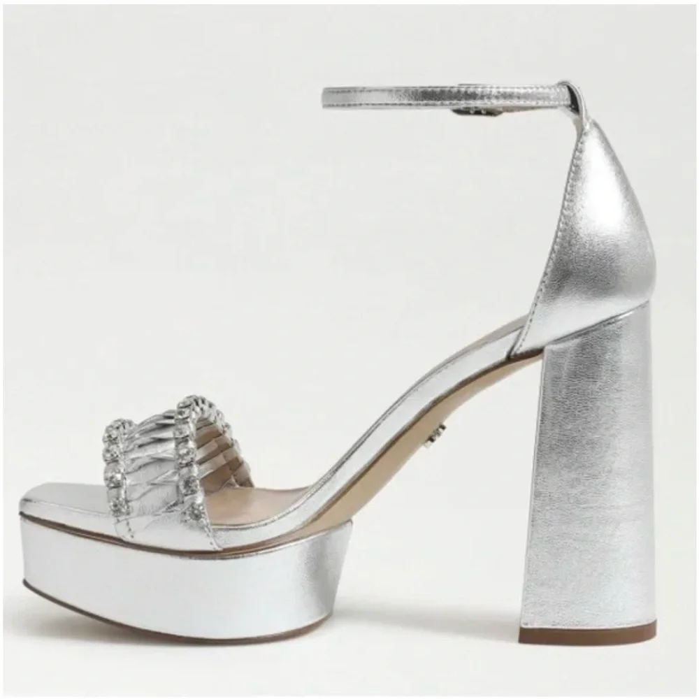 Sam Edelman Ninette Silver Platform Heels Size 7